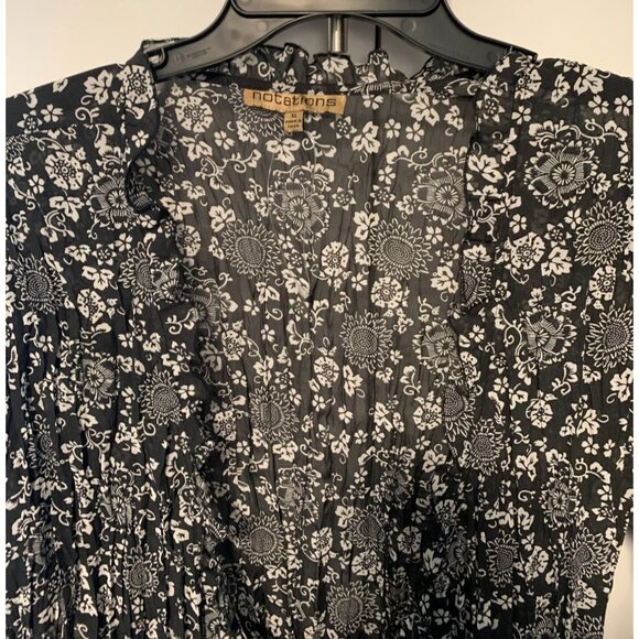 Notations Womens Size XL Dress Shirt Plunging Neck Whimsigoth Fairycore  Pleated - Picture 2 of 5